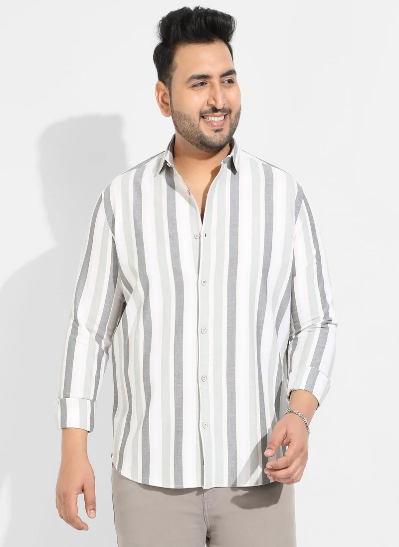 Instafab Plus Instafab Plus Men's Multitrack Striped Button Up Shirt