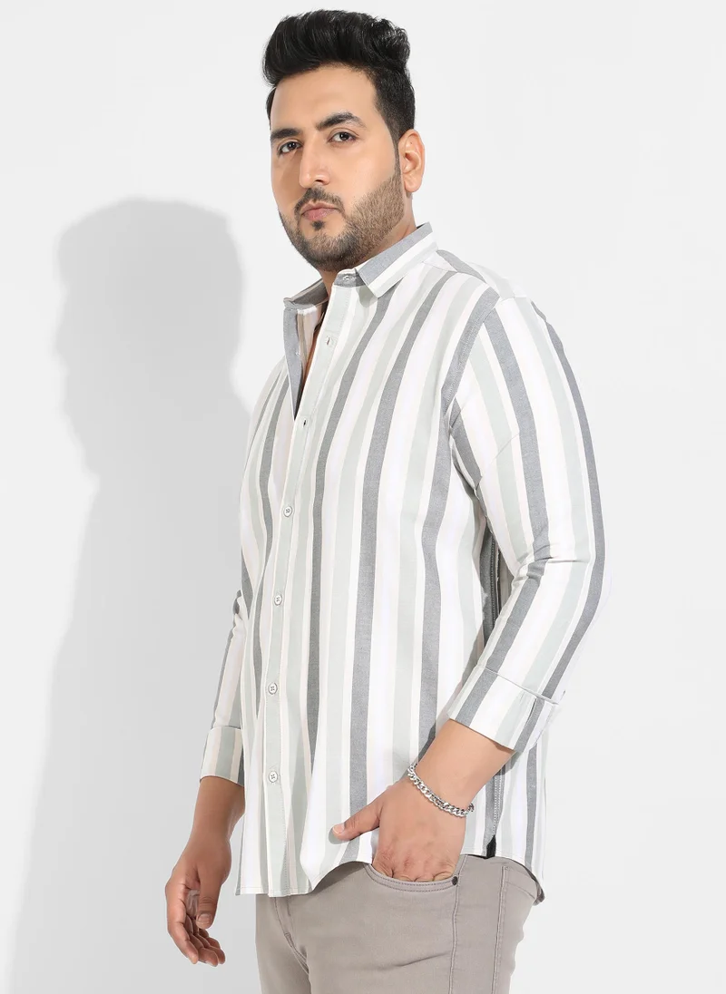 Instafab Plus Instafab Plus Men's Multitrack Striped Button Up Shirt