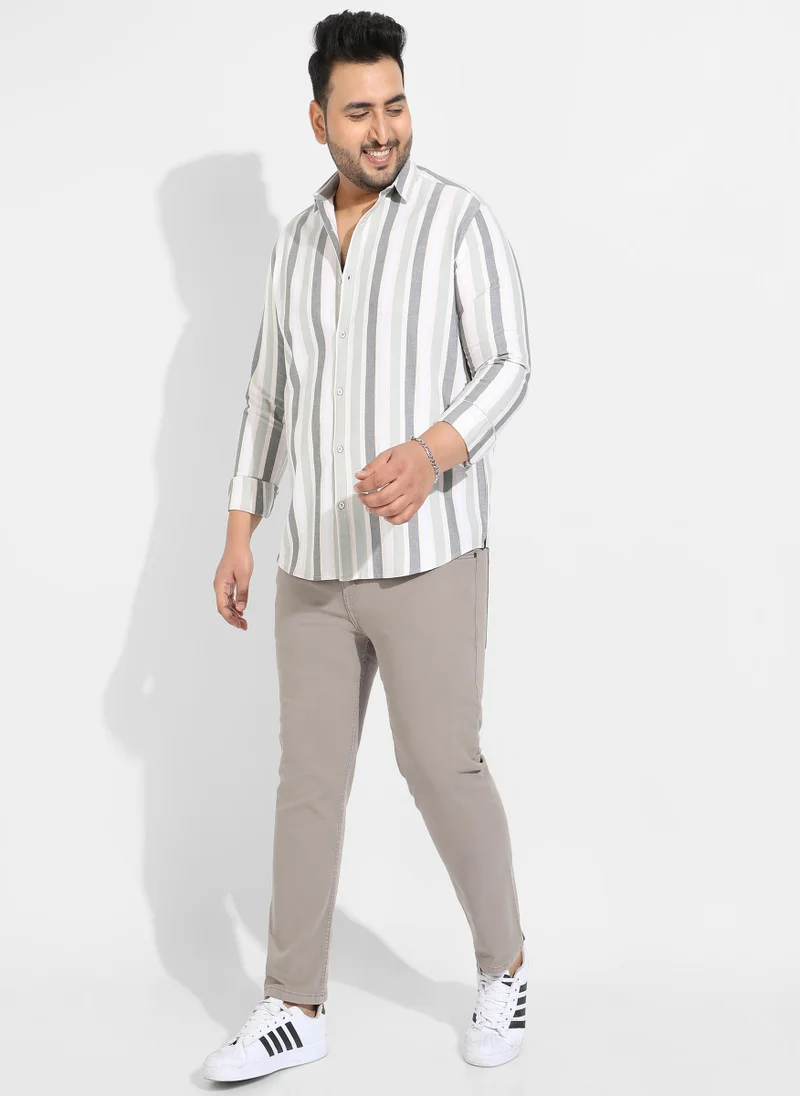 Instafab Plus Instafab Plus Men's Multitrack Striped Button Up Shirt