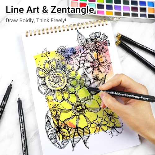 KERIFI Micro Fineliner Drawing Pens for Artists 16 Black Fine Liner Markers Waterproof Archival Ink Multiliner Pens Technical Mandala Zentangle Book Accessories Art Supplies Stuff Gifts for Adults - Image 3