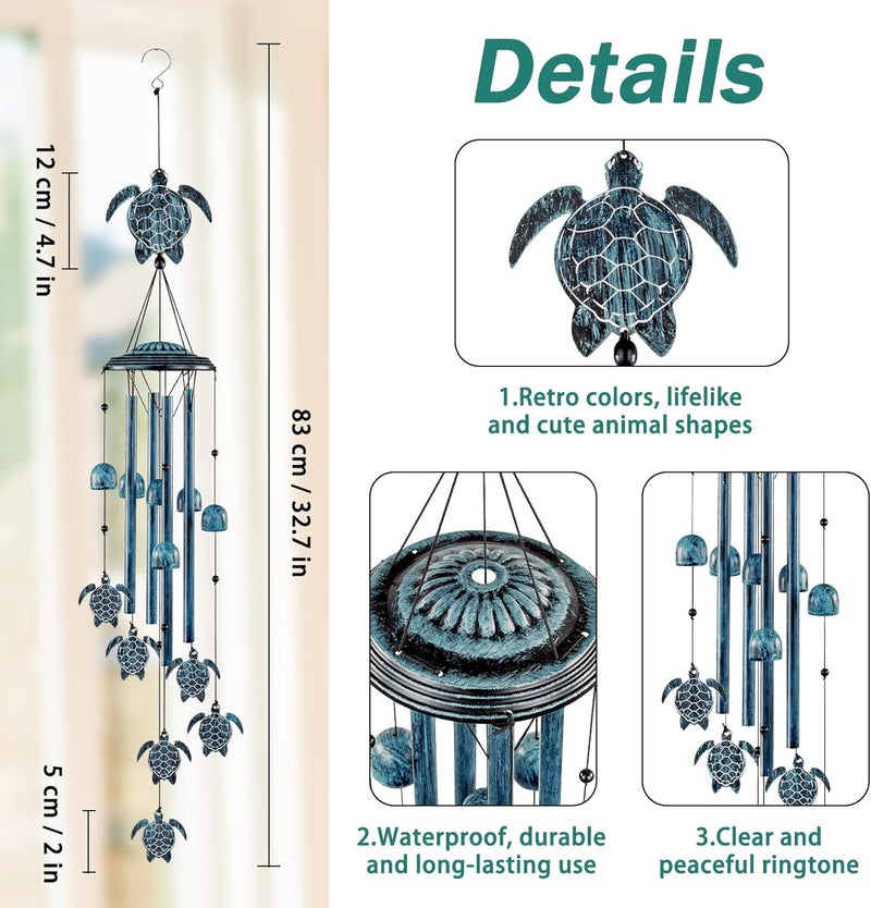 LESES Wind Chimes Sea Turtle Wind Chime for Outside with 4 Aluminum Tubes, Windchimes Outdoors Clearance Home Garden Patio Decor Memorial Wind Chimes for Mom Grandma Unique Birthday Festival Gifts - Image 3