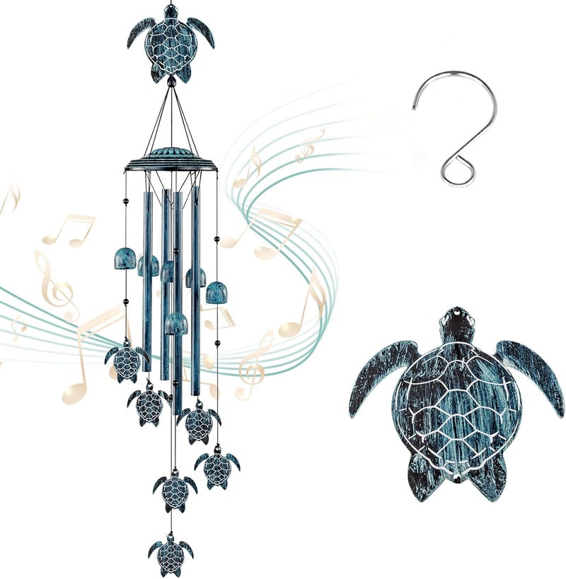 LESES Wind Chimes Sea Turtle Wind Chime for Outside with 4 Aluminum Tubes, Windchimes Outdoors Clearance Home Garden Patio Decor Memorial Wind Chimes for Mom Grandma Unique Birthday Festival Gifts - Image 1