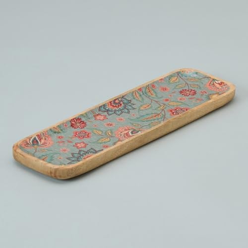 SAAGA Canary Enamelled Mango Wood Serving Platter - 11.5 x 5 Inch Rectangular Handcrafted Tray | Stylish Wooden Serveware for Kitchen & Dining - Image 3