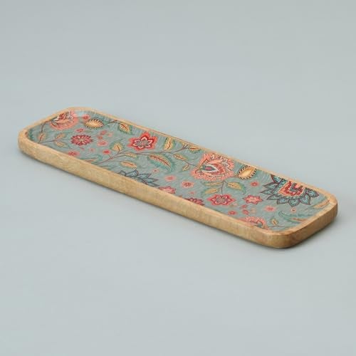 SAAGA Canary Enamelled Mango Wood Serving Platter - 11.5 x 5 Inch Rectangular Handcrafted Tray | Stylish Wooden Serveware for Kitchen & Dining - Image 5