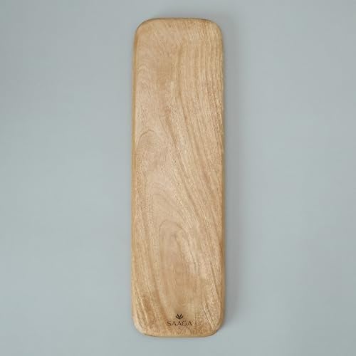 SAAGA Canary Enamelled Mango Wood Serving Platter - 11.5 x 5 Inch Rectangular Handcrafted Tray | Stylish Wooden Serveware for Kitchen & Dining - Image 4