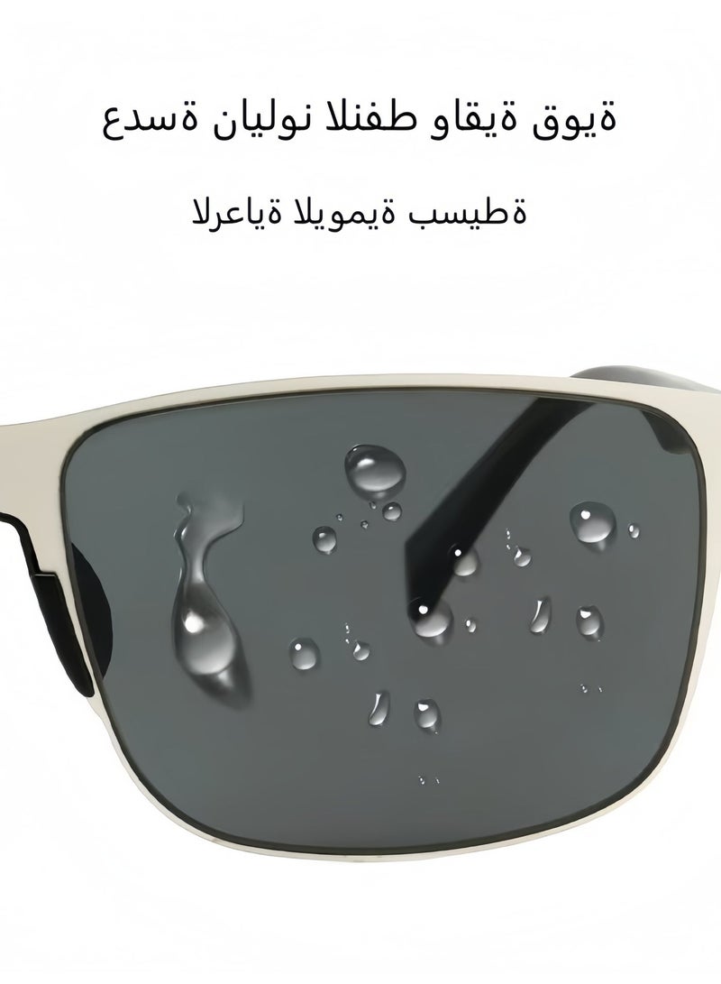 نظارات شمسية مربع للرجال والنساء UV400 حماية الاستقطاب النظارات الشمسية ، الأزياء المضادة للانبهار ظلة ، مناسبة للقيادة في رحلة صيد ، ركوب الخيل ، ارتداء اليومي ، ( 60mm عدسة / مرآة معدنية الساقين ) - Image 4