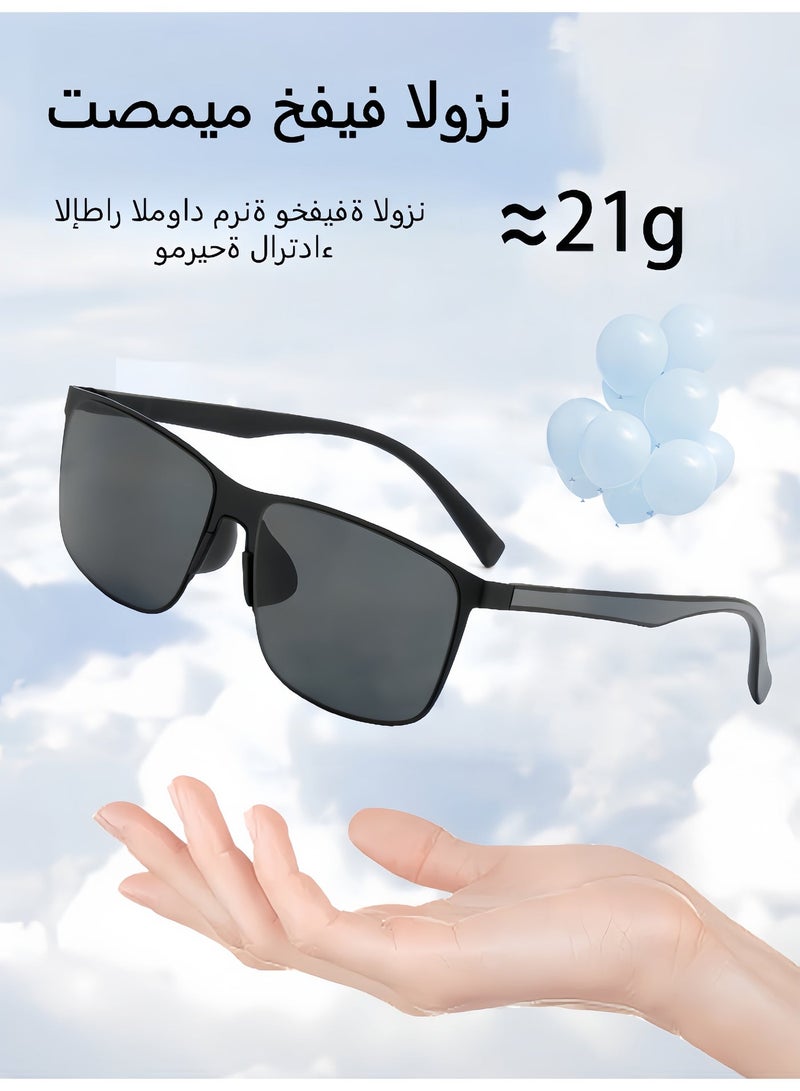 نظارات شمسية مربع للرجال والنساء UV400 حماية الاستقطاب النظارات الشمسية ، الأزياء المضادة للانبهار ظلة ، مناسبة للقيادة في رحلة صيد ، ركوب الخيل ، ارتداء اليومي ، ( 60mm عدسة / مرآة معدنية الساقين ) - Image 5