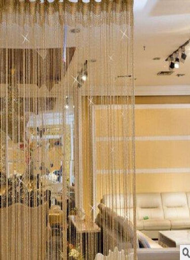 ave split ave split Decorative Door String Curtain Wall Panel Fringe Window Room Divider Blind Divider Tassel Screen Home 100x200centimeter (Champagne18)  - Image 1