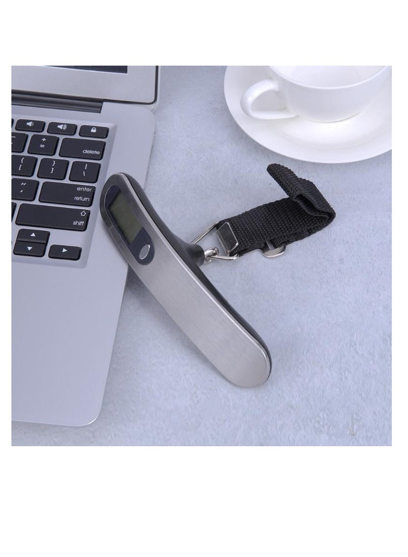 ALLKING Digital Luggage Scale, Luggage Weighing Scale, Portable Handheld for Travel Accessories, Suitcase, Bags weighing scale. Capable Up to 50 Kg / 110lb with LCD Display (Silver) - Image 1