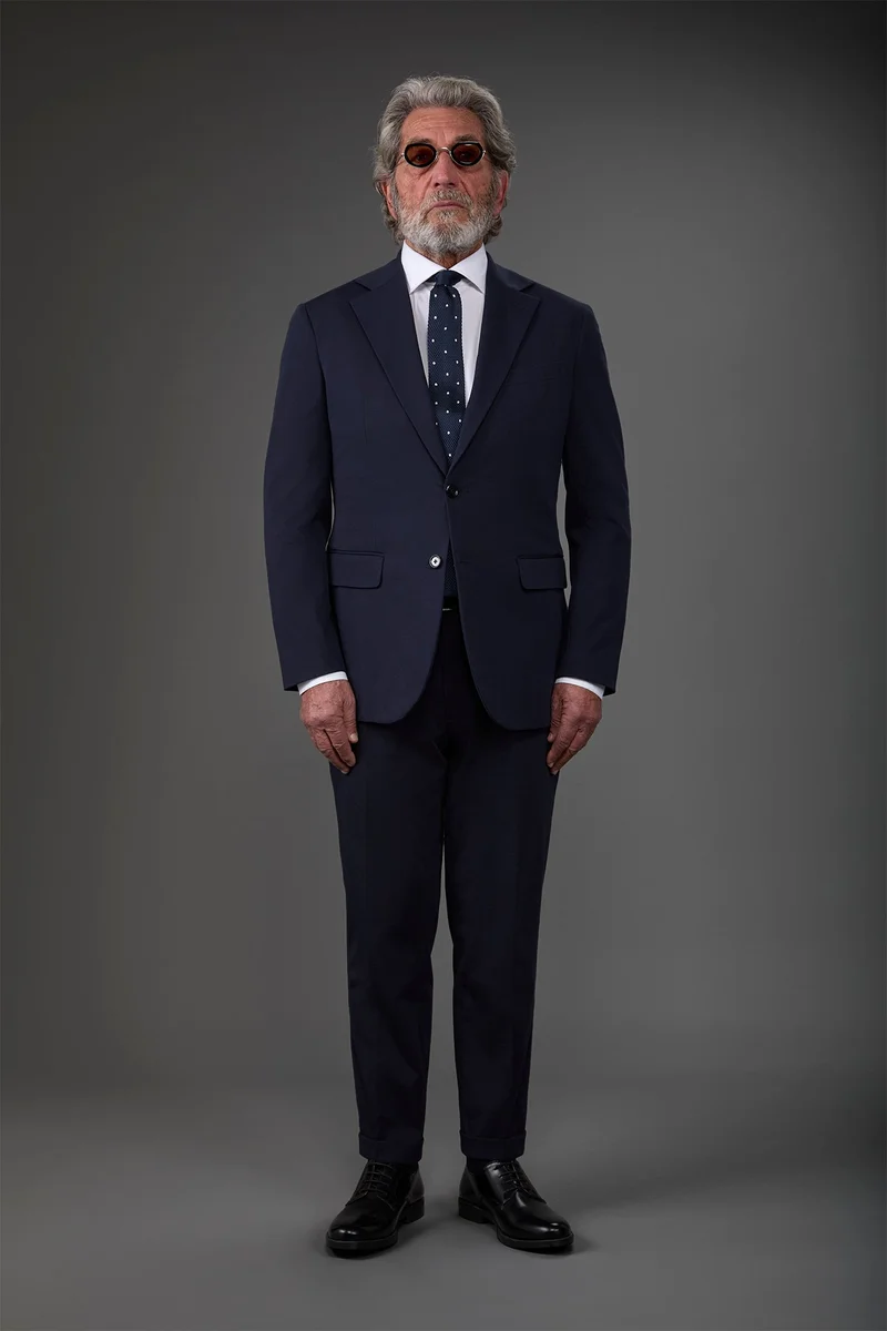 Men's single-breasted jersey jacket - DK Blue