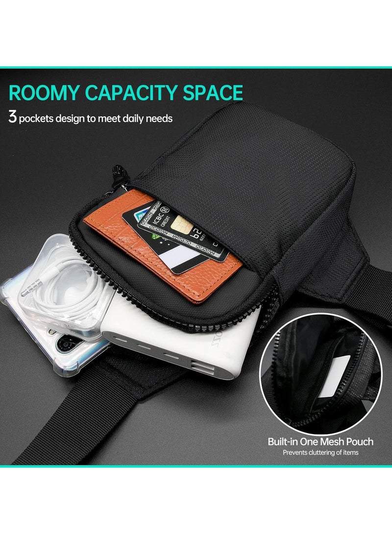 Small Sling Bag for Men Waterproof Crossbody Fanny Packs Purses Chest Bags with Adjustable Shoulder Belt for Travel Sport Camping(Black) - Image 5