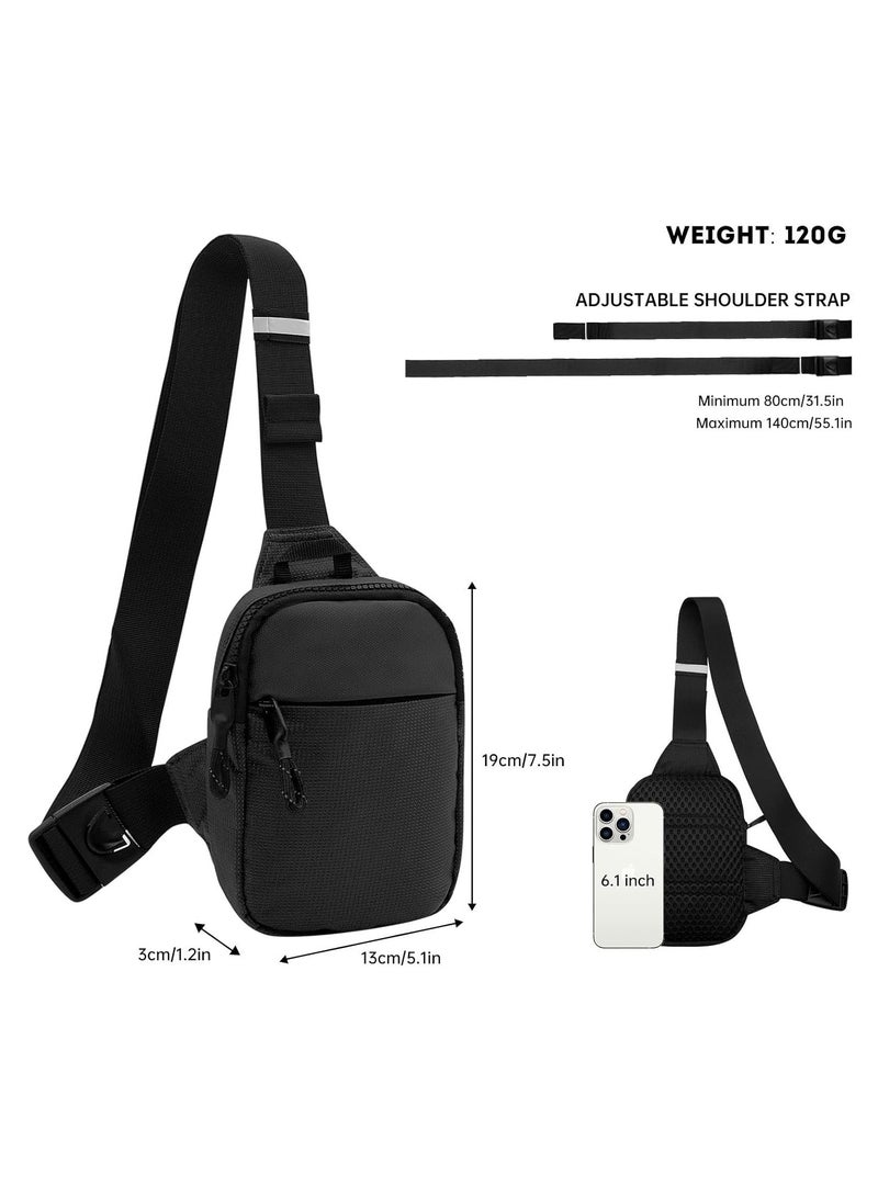 Small Sling Bag for Men Waterproof Crossbody Fanny Packs Purses Chest Bags with Adjustable Shoulder Belt for Travel Sport Camping(Black) - Image 2
