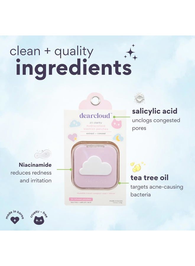 dearcloud Hydrocolloid Blemish Patches, Pimple Patches for Face, Acne Spot Treatment With Niacinamide & Salicylic Acid - Zit Clarity (24 Count + Compact Case) - Image 2