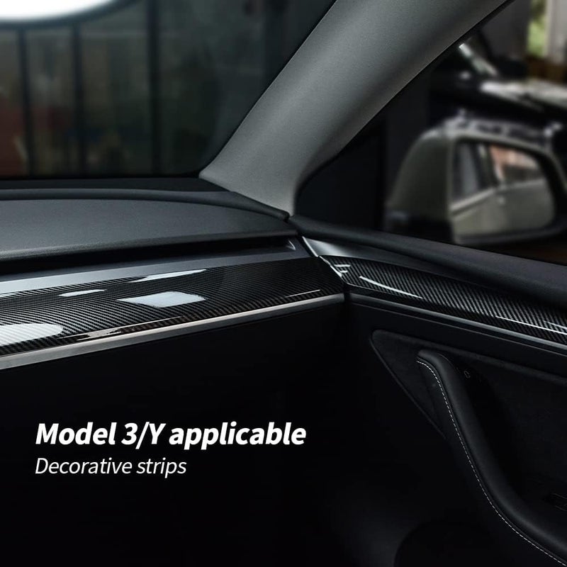 SHSBSCAR Carbon Fiber Dashboard Cover for Tesla Model Y Adhesive Dashboard Interior Accessories for Tesla Model 3 2021 2022 (Light Carbon Fiber) - Image 3