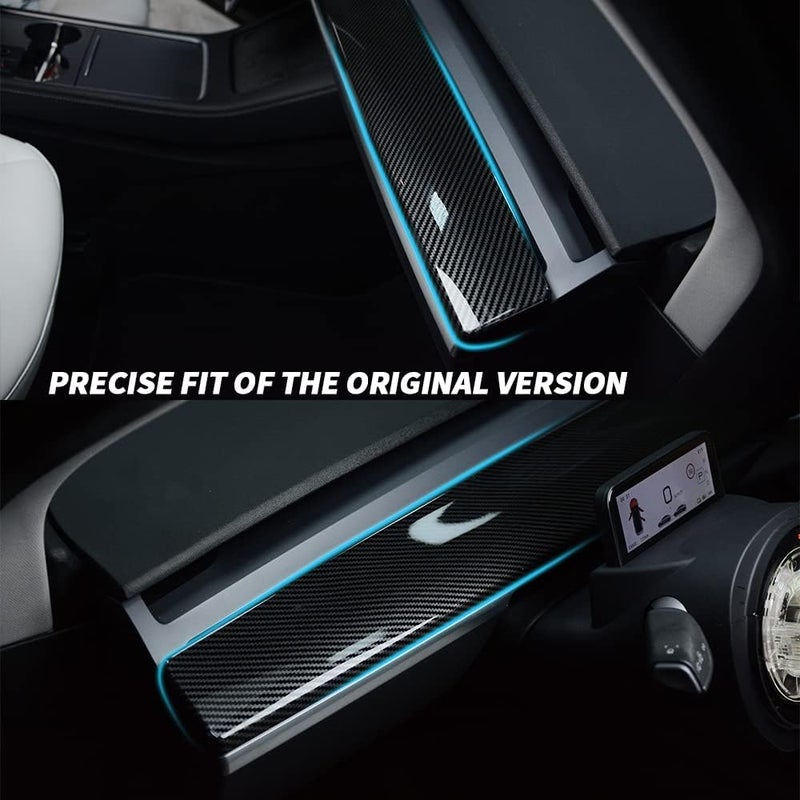 SHSBSCAR Carbon Fiber Dashboard Cover for Tesla Model Y Adhesive Dashboard Interior Accessories for Tesla Model 3 2021 2022 (Light Carbon Fiber) - Image 4
