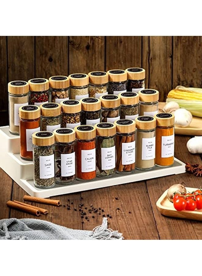 MIXDE 24-Piece Bamboo Lid Spice Jars Set 4 oz Round Glass Containers with Labels,Stickers, Collapsible Funnel - Image 5