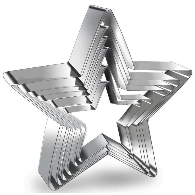 6 PIECES STAR COOKIE CUTTERS SET STAINLESS STEEL FIVEPOINTED SHAPED CUTTER BISCUIT MOLDS FONDANT CAKE CHEESE CUTTER PASTRY MOLD BAKEWARE TOOLS CHRISTMAS GIFTS ASSORTED SIZES