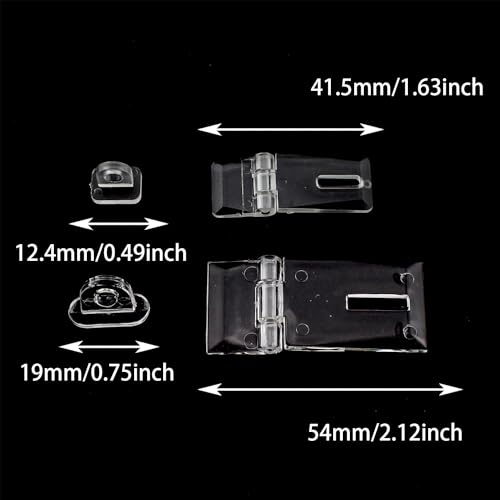 TAODAN 10PCS 1.37 Inch Mini Hinge Hasp Acrylic Hasp with Buckle Box Clear Hinge Latch Hasp Locking Hinge Latch with Buckle for Box Cabinet Drawer Fittings - Image 5