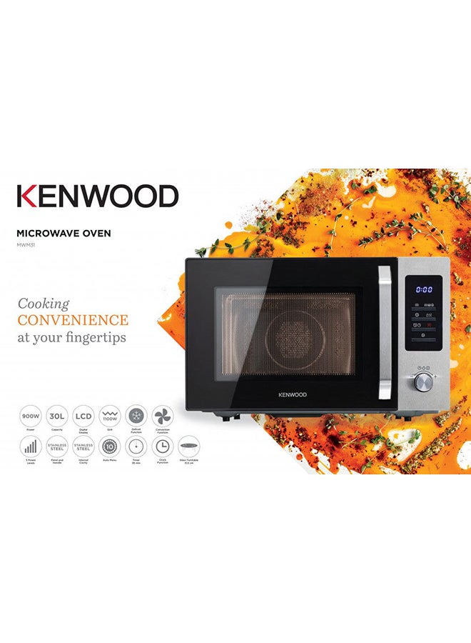 KENWOOD Microwave Oven With Grill, Convection, Digital Display, 5 Power Levels, Defrost Function, Stainless Steel, Auto Menu, 95 Minutes Timer, Clock Function 30 L 900 W MWM31.000BK silver - Image 2