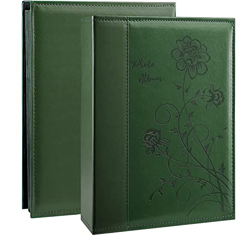 Artmag Photo Album 4x6 300 Photos Extra Large Capacity Leather Cover Wedding Family Photo Albums Holds 300 Horizontal 4x6 PhotosDark Green - Image 1