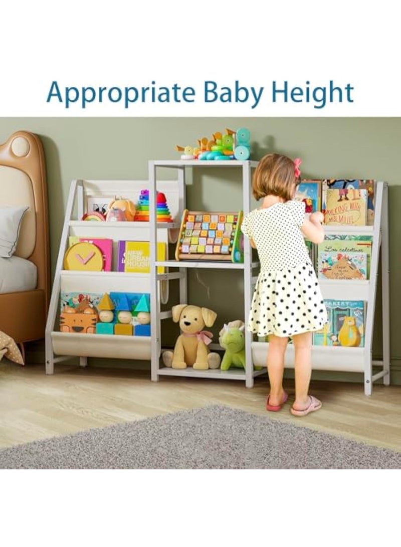 ACPLAY Kids Bookshelf and Toy Organizer, 6-Tier Wooden Storage Rack, Front-Facing Book Display, Multi-Functional Organizer for Toddlers, Playroom, Nursery, Bedroom or Living Room - Image 5