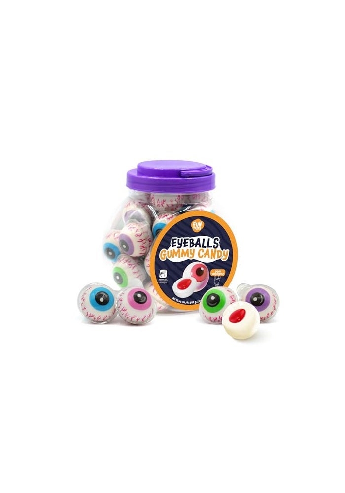 FUNTASTY Eyeballs Gummy Candy  19 Ounce Jar 30 Count  Strawberry Jam Filled Center  Individually Wrapped Candy  Fun Party Favors  Spooky Gummies by Funtasty - Image 1