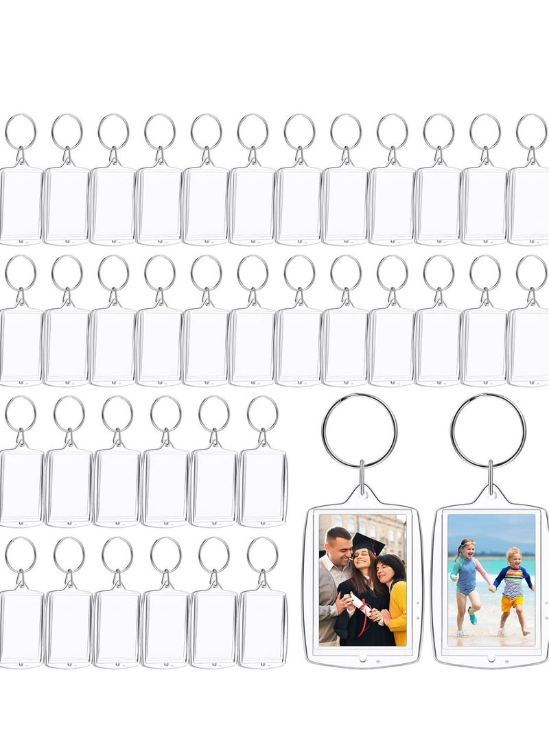 150 Pieces Photo Insert Keychain Clear Acrylic Picture Keychains Picture Frame Key Chain 2.2 x 1.6 Inch Rectangle Blank Photo Keychains for Holiday Photo Diaplay Supplies - Image 1