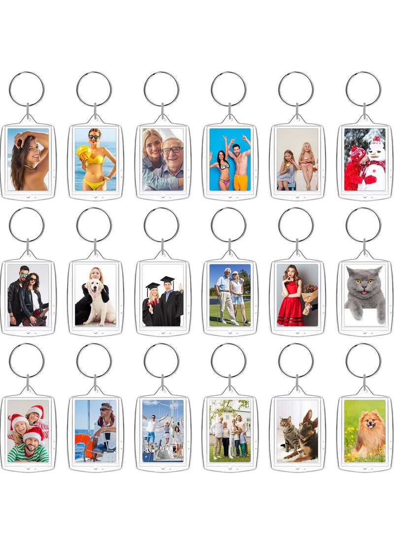 150 Pieces Photo Insert Keychain Clear Acrylic Picture Keychains Picture Frame Key Chain 2.2 x 1.6 Inch Rectangle Blank Photo Keychains for Holiday Photo Diaplay Supplies - Image 2