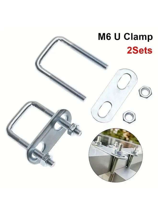 2 Sets M6x20x100mm Iron Square Clamp Durable Screw with Baffle Pipe U Bolt - Image 4