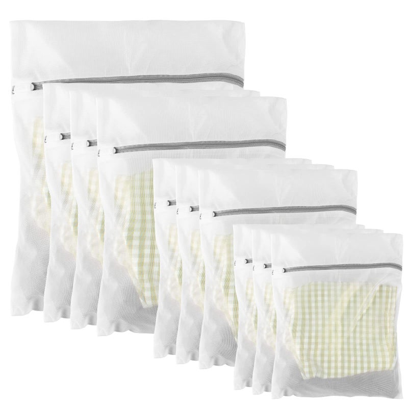 10 Pack Mesh Laundry Bags for Delicates with Non Rust Zipper MDSXO White Laundry Bags Mesh Wash Bags Easy Fit Bra SockLingerieSneakerBaby Laundry for Washing Machine Travel Storage1XL3L3M3S