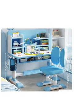 Golden Height Adjustable Kids Desk And Chair Set, School Study Desk With Multifunctional Bookshelf, Study Table And Chair Set For Girls,Boys, Kids Bedroom Furniture With Drawer  - Image 2