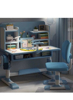 Golden Height Adjustable Kids Desk And Chair Set, School Study Desk With Multifunctional Bookshelf, Study Table And Chair Set For Girls,Boys, Kids Bedroom Furniture With Drawer  - Image 3