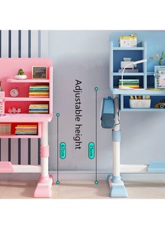 Golden Height Adjustable Kids Desk And Chair Set, School Study Desk With Multifunctional Bookshelf, Study Table And Chair Set For Girls,Boys, Kids Bedroom Furniture With Drawer  - Image 4