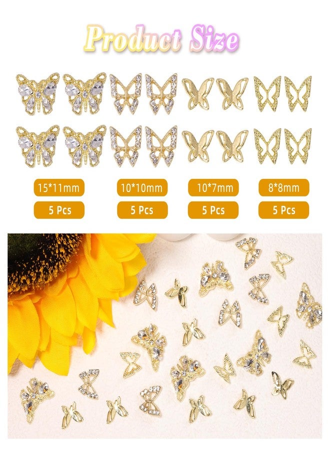 CESUSME 100 Pcs 3D Bee Flower Cute Nail Charms, Alloy Y2K Gold Butterfly Bee Nail Gems Charms, Yellow Daisy Sunflower Acrylic Nail Art Charms for Nail Art Supplies Accessories - Image 3