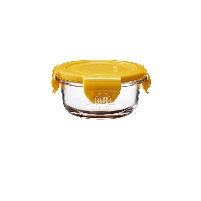 IVEO Borosilicate Glass Container Fresh Nano Microwave Safe Mini Food Container Lunch Box for Carrying and Storing Food Air Tight Leak Proof Food Storage 210 ml Round 1 Pc Yellow - Image 2