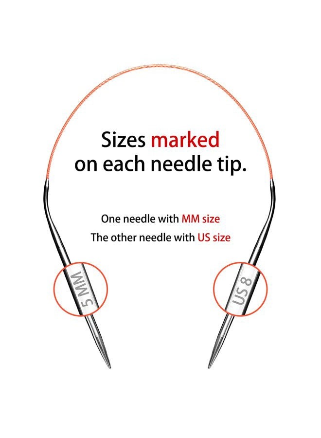 cuteDIY Size 8 Circular Knitting Needles 16 Inch Round Metal - Image 4