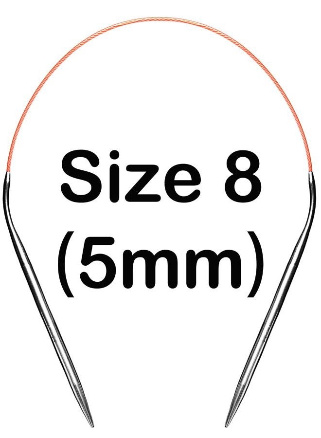 cuteDIY Size 8 Circular Knitting Needles 16 Inch Round Metal - Image 2