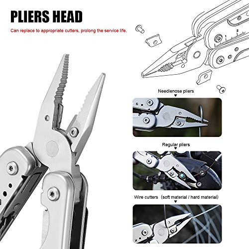 ROXON S803E Elite Flash Multitool with 20 functions including strong pliers, Flint Rod, full-size lockable blades for Outdoor Essential Survival Tool (D2 Blade) - Image 3