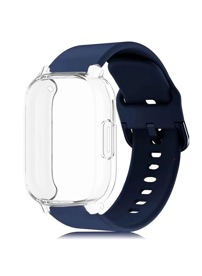 Midnight Blue Silicone Strap with Case for Xiaomi Redmi Watch 5 Active Full Cover Screen - Image 1