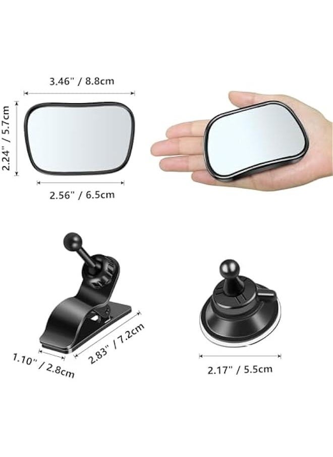 ميكسد Hepiide Baby Car Rear View Mirror, Baby Car Rear View Mirror with 2 Bases, Adjustable Shatterproof Safety Car Seat Mirror,Rear Facing Infant Suction Cup & Clip Car Visor Mirror Safety Mirror  - Image 2
