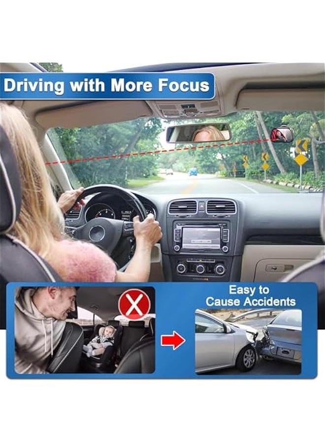 ميكسد Hepiide Baby Car Rear View Mirror, Baby Car Rear View Mirror with 2 Bases, Adjustable Shatterproof Safety Car Seat Mirror,Rear Facing Infant Suction Cup & Clip Car Visor Mirror Safety Mirror  - Image 5