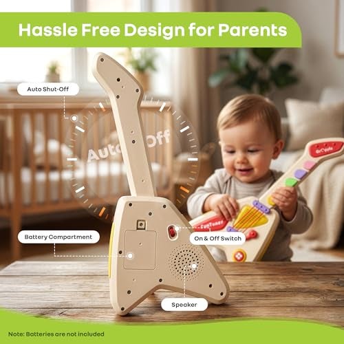 R for Rabbit Orapple Funtunes Electric Guitar, Musical Toy for Kids with Lights & Music | 4 Play Modes, 5-Level Volume Control | Educational & Fun Learning Gift for 1+ Years Boys & Girls (Beige Multi) - Image 4