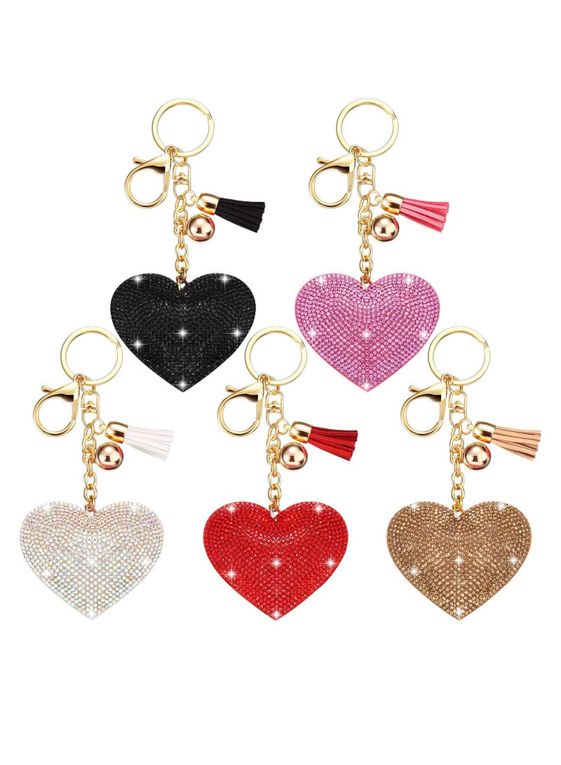 SYOSI Bling Heart Keychain for Women and Girls Rhinestone Backpack Accessories, Purse Charms, C ute Tassel Key Chain Key Fob, Heart Shape Keychains Glitter Crystal Heart Key Rings DIY Hanging Buckle - Image 1