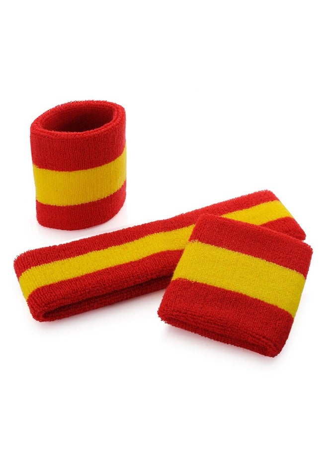 OnUpgo - 6 Pieces Sweatbands Set Headbands Wristbands For Women Men Girls Boys For Gym Workout & Yoga Super Comfy Sports Sweatbands For Football Baseball Basketball Soccer Boxing & Tennis - Image 1