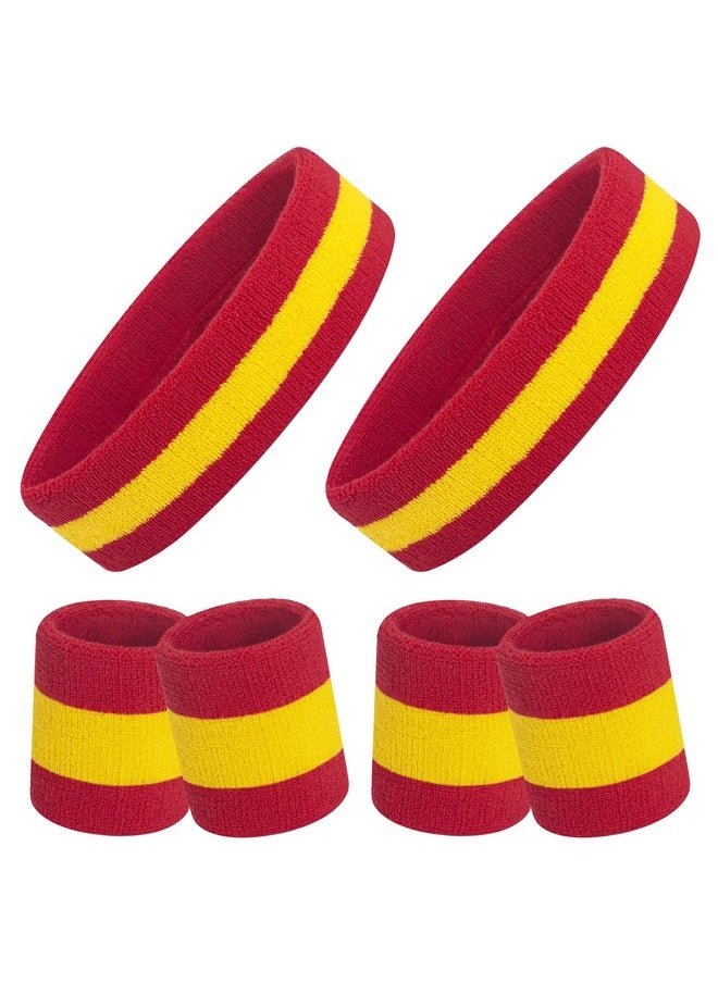 OnUpgo - 6 Pieces Sweatbands Set Headbands Wristbands For Women Men Girls Boys For Gym Workout & Yoga Super Comfy Sports Sweatbands For Football Baseball Basketball Soccer Boxing & Tennis - Image 1