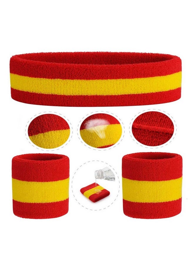 OnUpgo - 6 Pieces Sweatbands Set Headbands Wristbands For Women Men Girls Boys For Gym Workout & Yoga Super Comfy Sports Sweatbands For Football Baseball Basketball Soccer Boxing & Tennis - Image 1