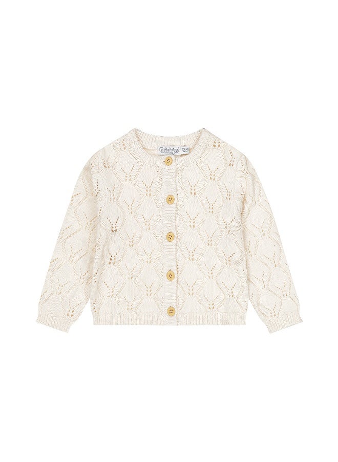 Dirkje girls' knitted cardigan off-white 100% cotton - Image 1