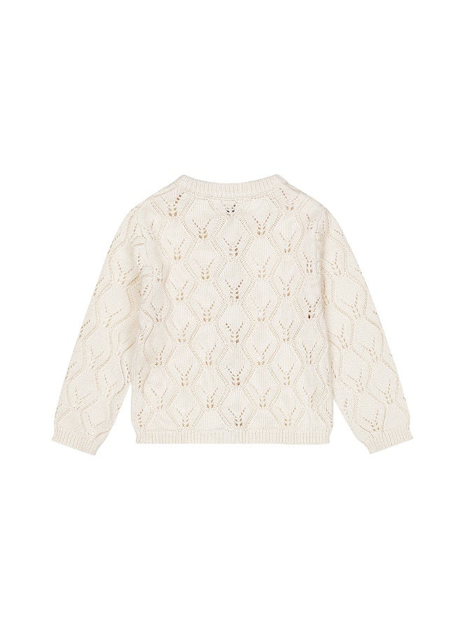 Dirkje girls' knitted cardigan off-white 100% cotton - Image 2