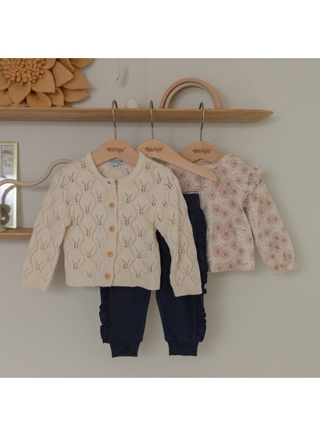 Dirkje girls' knitted cardigan off-white 100% cotton - Image 4