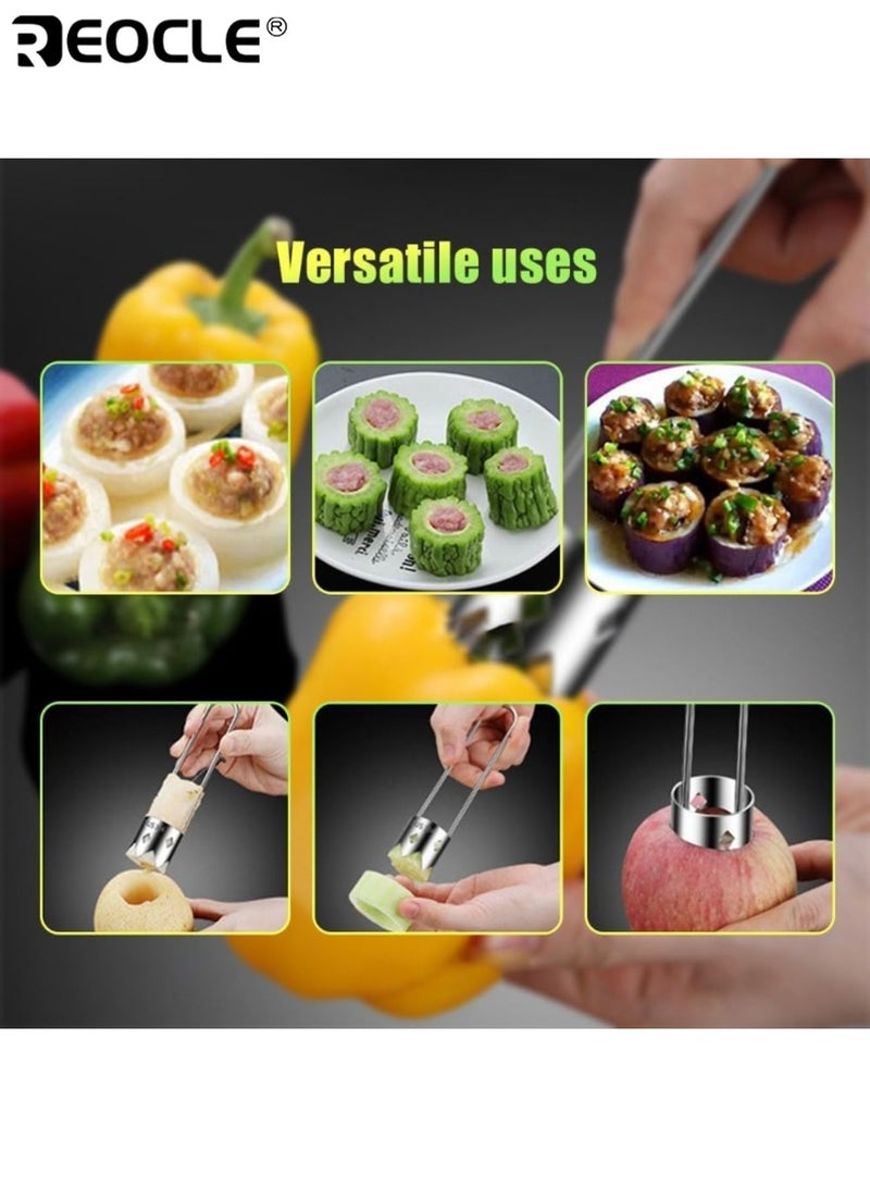ريوكل أداة نزع لب الفواكه والخضروات من الفولاذ المقاوم للصدأ أداة فعالة لإزالة البذور للفلفل والأناناس والتفاح والكمثرى سهلة التنظيف وتصميم مقاوم للصدأ - Image 4